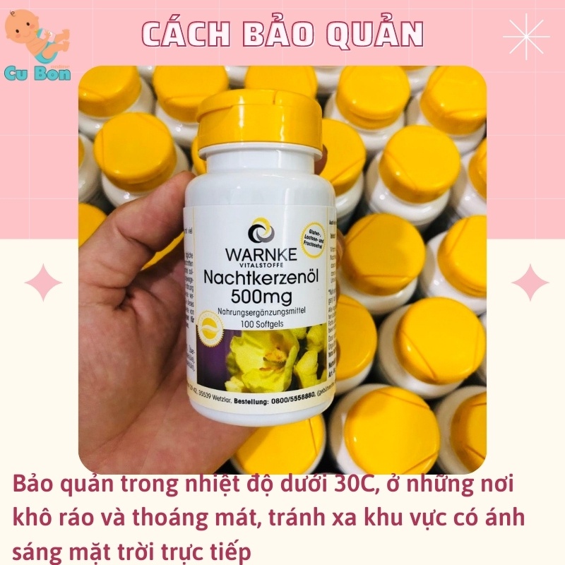 Tinh Dầu Hoa Anh Thảo Đức Warnke Nachtkerzenol 500mg 100 viên giúp làm đẹp da tóc cân bằng nội tiết tốt cho tim mạch