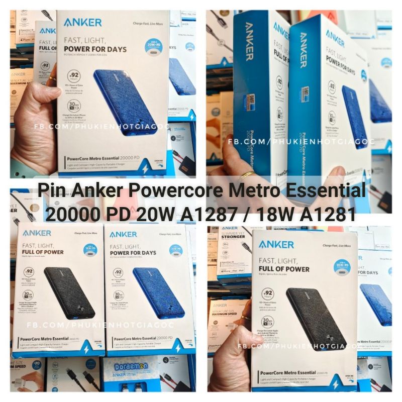 Pin PD Anker Powercore Metro Essential 20000 mAh A1287 20W / A1281 18W Sạc nhanh USB-C chuẩn PD Iphone 12 / 13