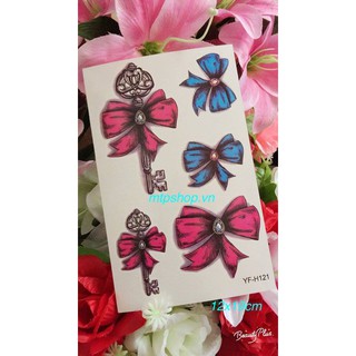 Hình xăm dán nơ màu bắp tay- mua 2 tấm tặng 10x20cm
