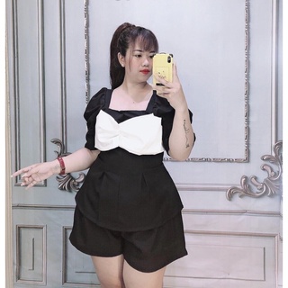(SHOP NÀNG BÉO 50kg đến 90kg ) SET NƠ NGỰC PEPLUM+QUẦN