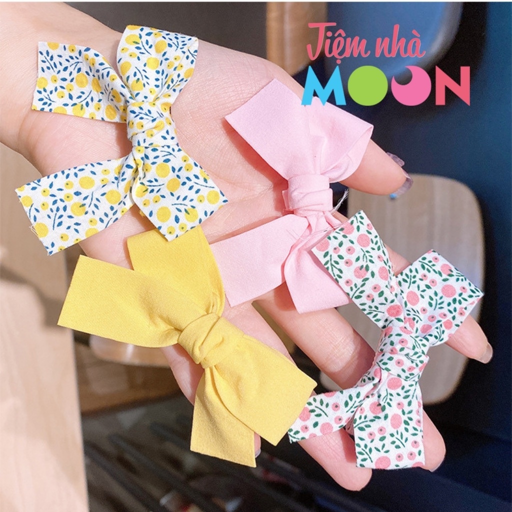 Set 2 kẹp tóc cho bé nơ vải xinh xắn nhiều màu dễ thương cho bé gái