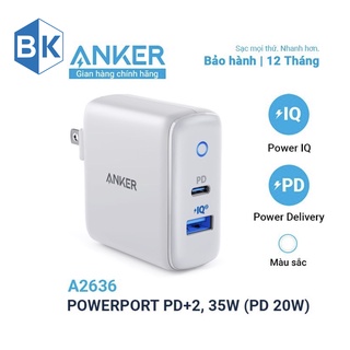 [Chính hãng] Củ sạc Anker PowerPort PD+2 35W (USB C PD, PowerIQ2.0) A2636