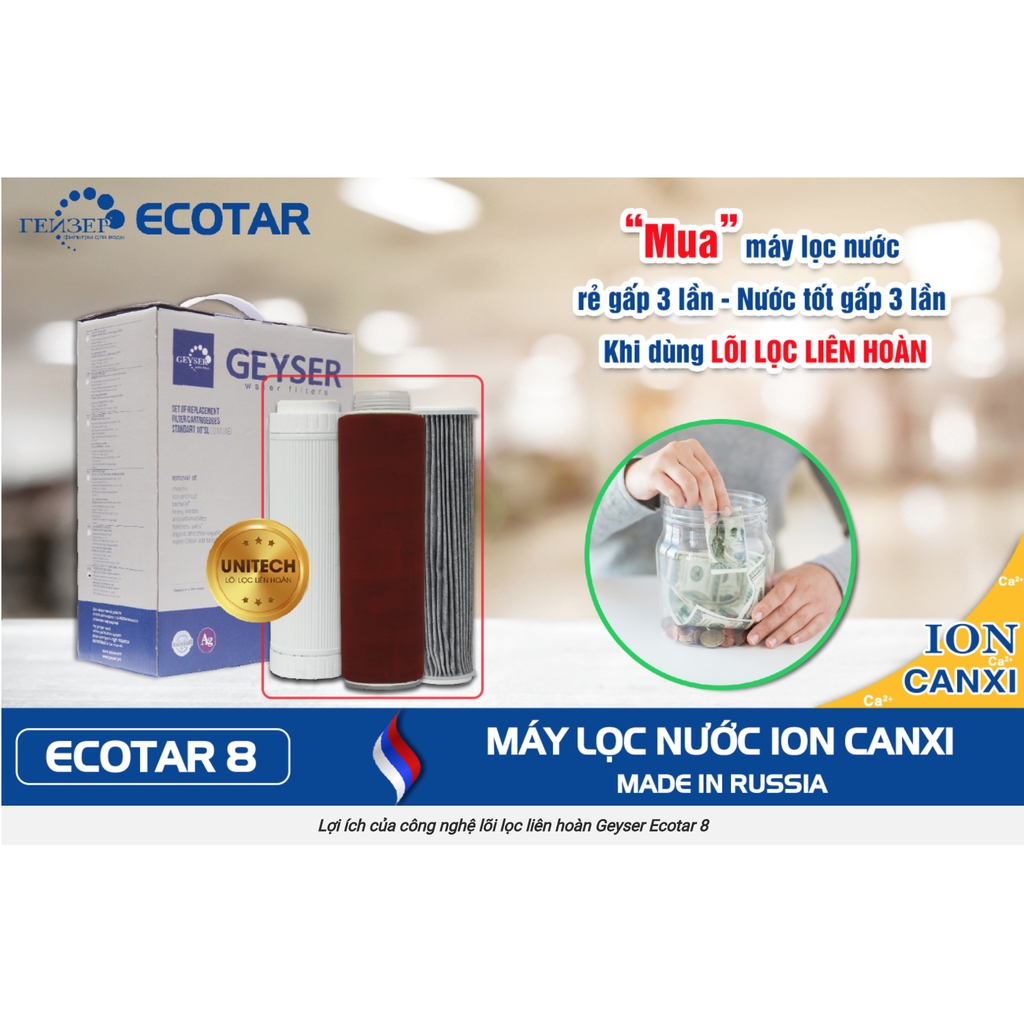 Máy lọc nước ION CANXI Geyser ECOTAR 8 – Made in Russia