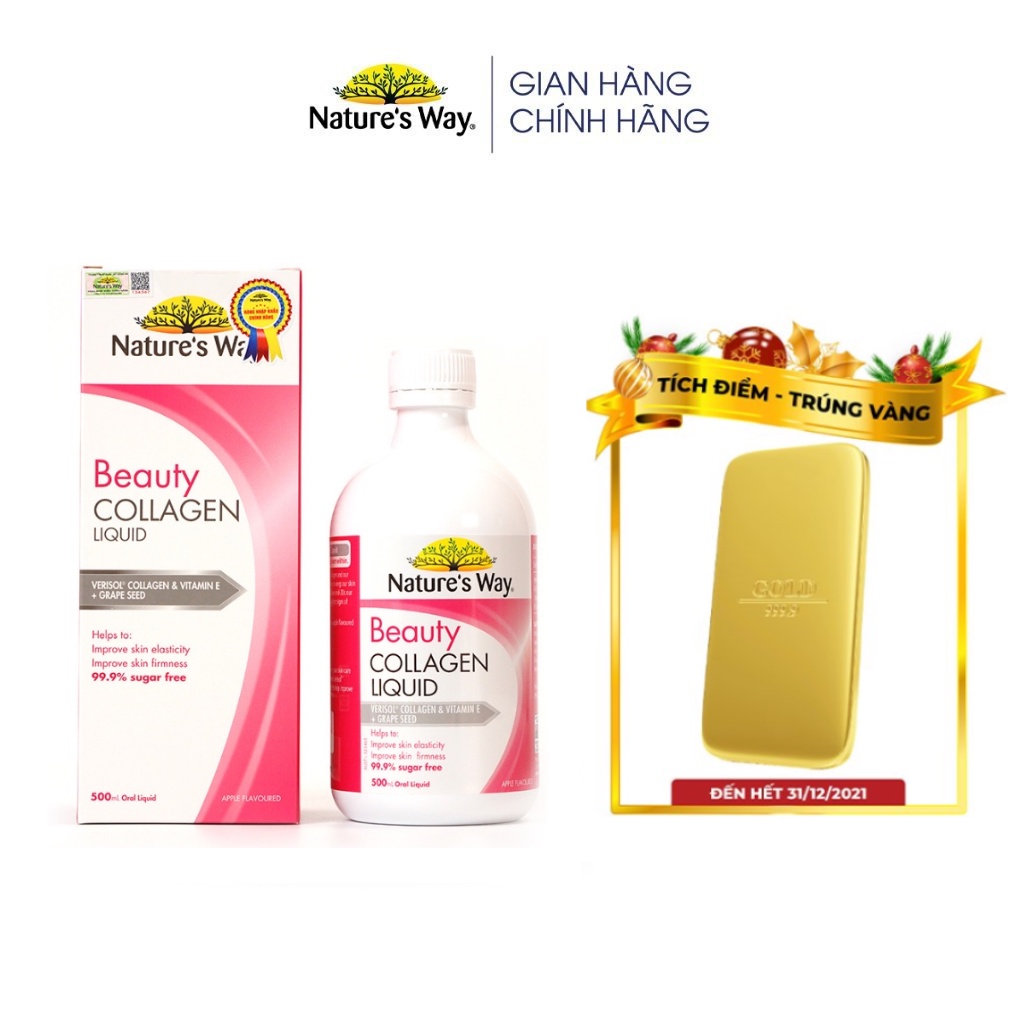 Collagen Dạng Nước Bổ Sung Collagen Thủy Phân Giúp Sáng Da Nature's Way Beauty Collagen Liquid 500ml