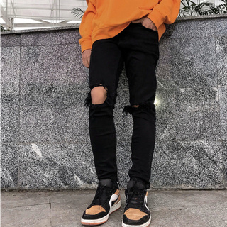 Quần jean nam rách gối màu đen có zip , form slimfit , chất jean co giãn thoải mái ama.