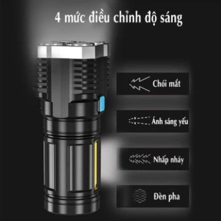 Đèn Pin Siêu Sáng 5 bóng Đèn Pin Cầm Tay Chắc Chắn 4 Chế Độ Sáng Chống Thấm Nước Đèn Trần Phú