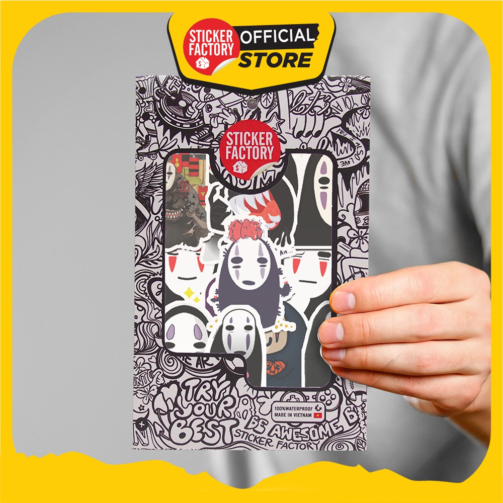 Hộp set 30 sticker decal hình dán nón bảo hiểm , laptop, xe máy, ô tô STICKER FACTORY - No Face Spirited Away