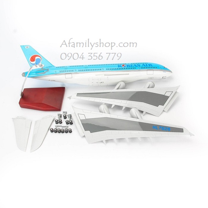 Mô hình máy bay tĩnh B747 Korean Air 47cm có bánh xe và led