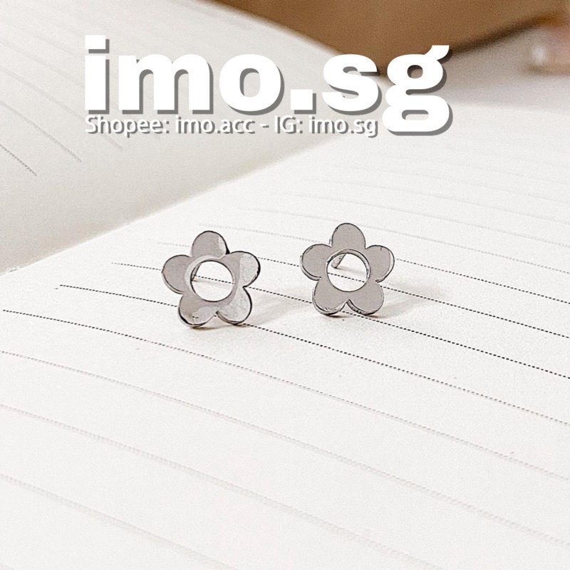 Bông tai thép không gỉ bông hoa daisy tròn 5 cánh basic - Hàn Quốc style - ulzzang style