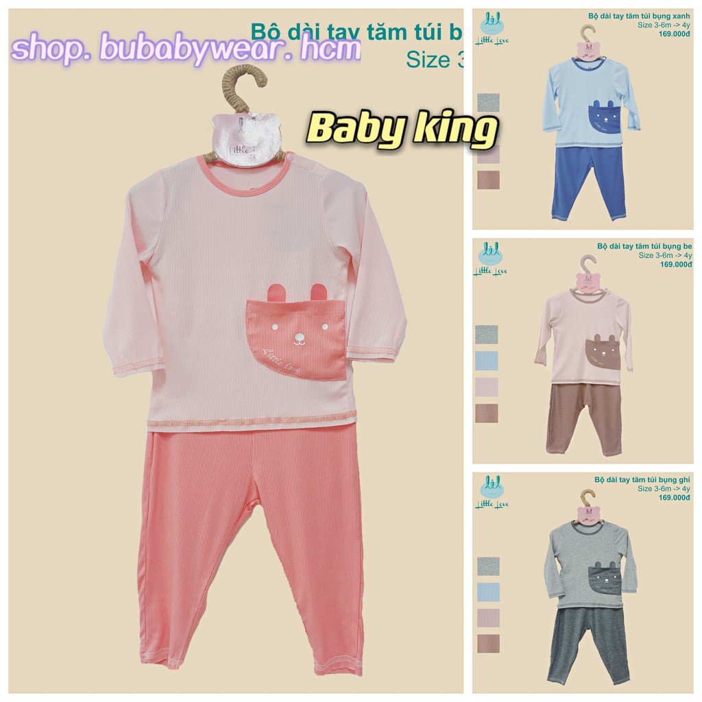 [Lil-Little love]. LDT58/LDT89/LDT90. Bộ dài tay vải tăm túi bụng mỏng mát co dãn