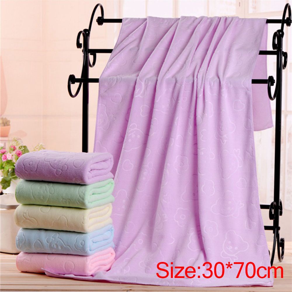 Khăn Tắm Bằng Sợi Micro Mềm Mại Thấm Hút Tốt Chống Vi Khuẩn Hình Gấu Dễ Thương