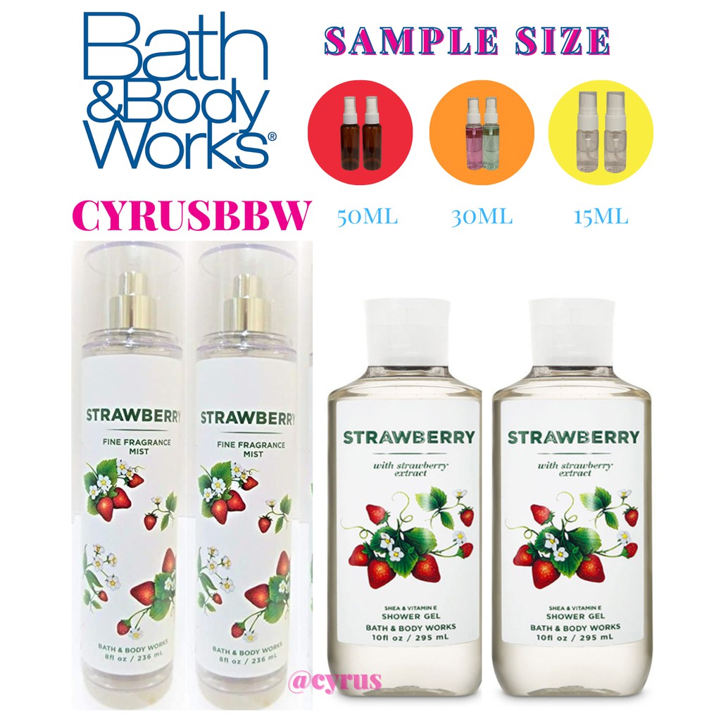 Bộ Sản Phẩm Mist Xịt Toàn Thân, Gel Tắm Bath & Body Works Wild Strawberry Từ Mỹ