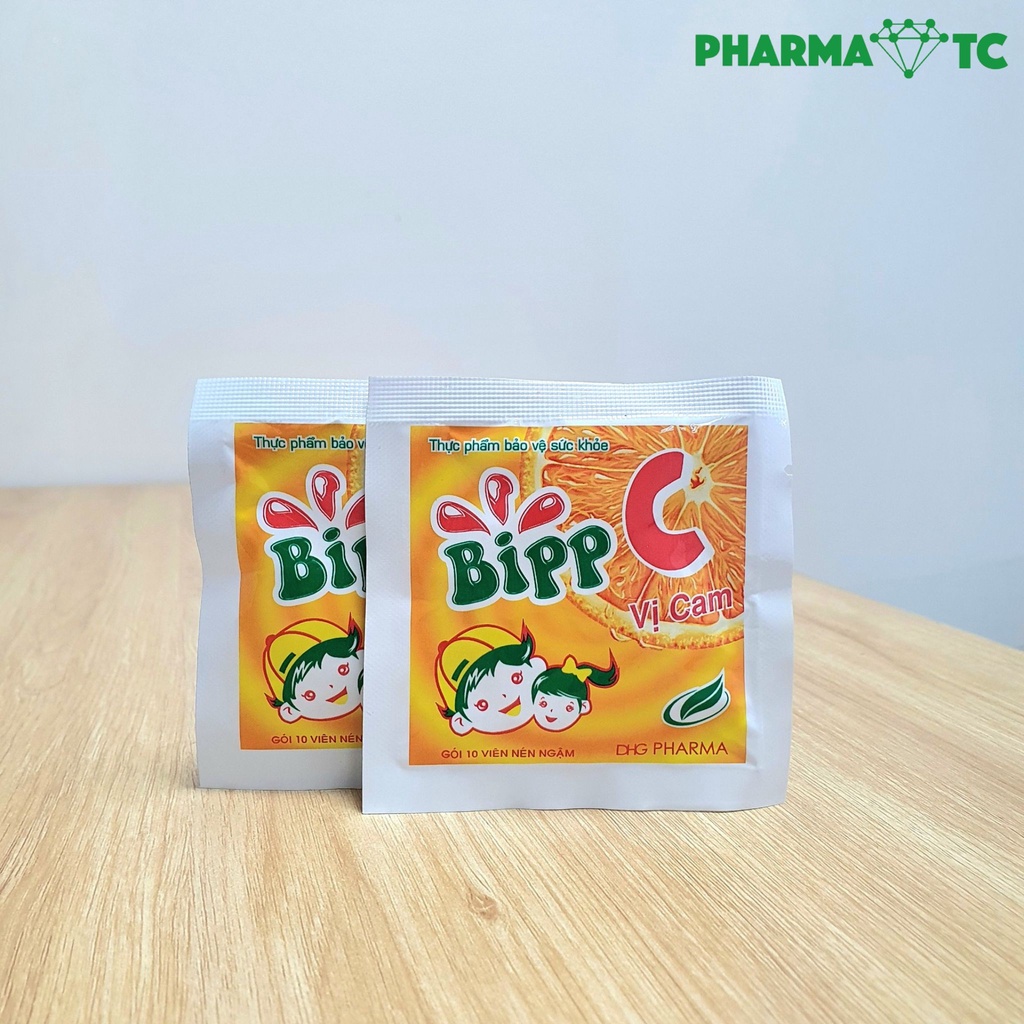Bipp C vị cam, viên ngậm bổ sung vitamin C, tăng sức đề kháng, gói 10 viên ngậm - PharmaOTC