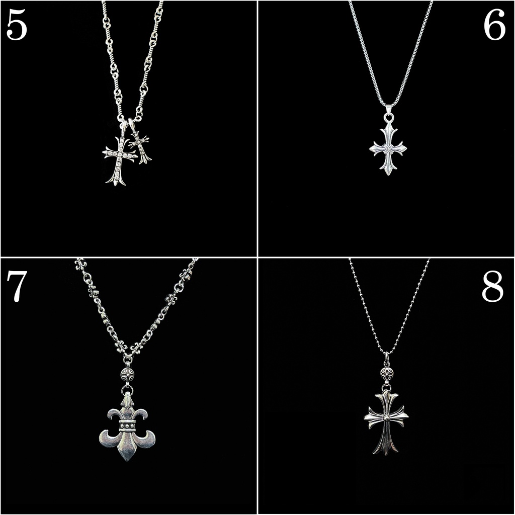 Vòng cổ Chrome Heart dây chuyền chữ thập thánh giá mạ bạc Titan kèm Box