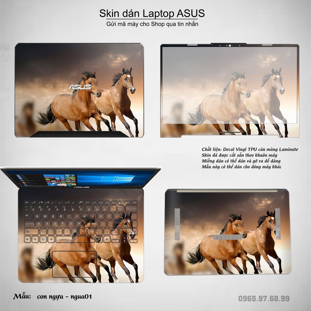 Skin dán Laptop Asus in hình Con ngựa (inbox mã máy cho Shop)