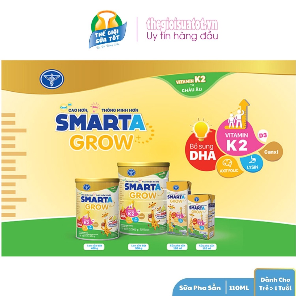 Thùng 48 Hộp Sữa Smarta Grow Pha Sẵn 110ml - Giúp Trẻ Cao Hơn Thông Minh Hơn thegioisuatot