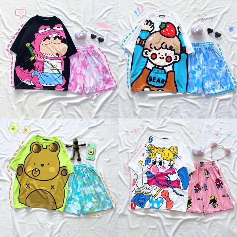 Set Hoạt Hình OverTee 3D-Short Cartoon Ảnh Thật