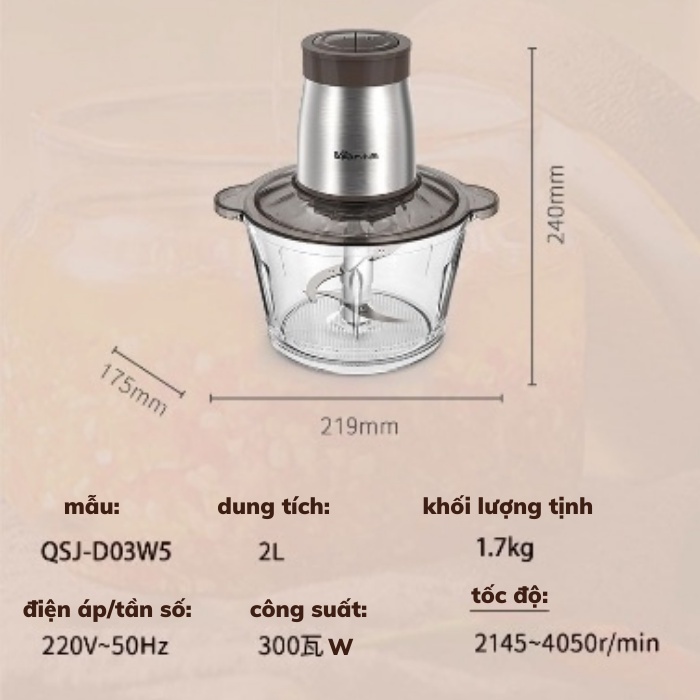 Máy xay thịt đa năng mini bear BẾP NHÀ BEAR QSJ-D03W5