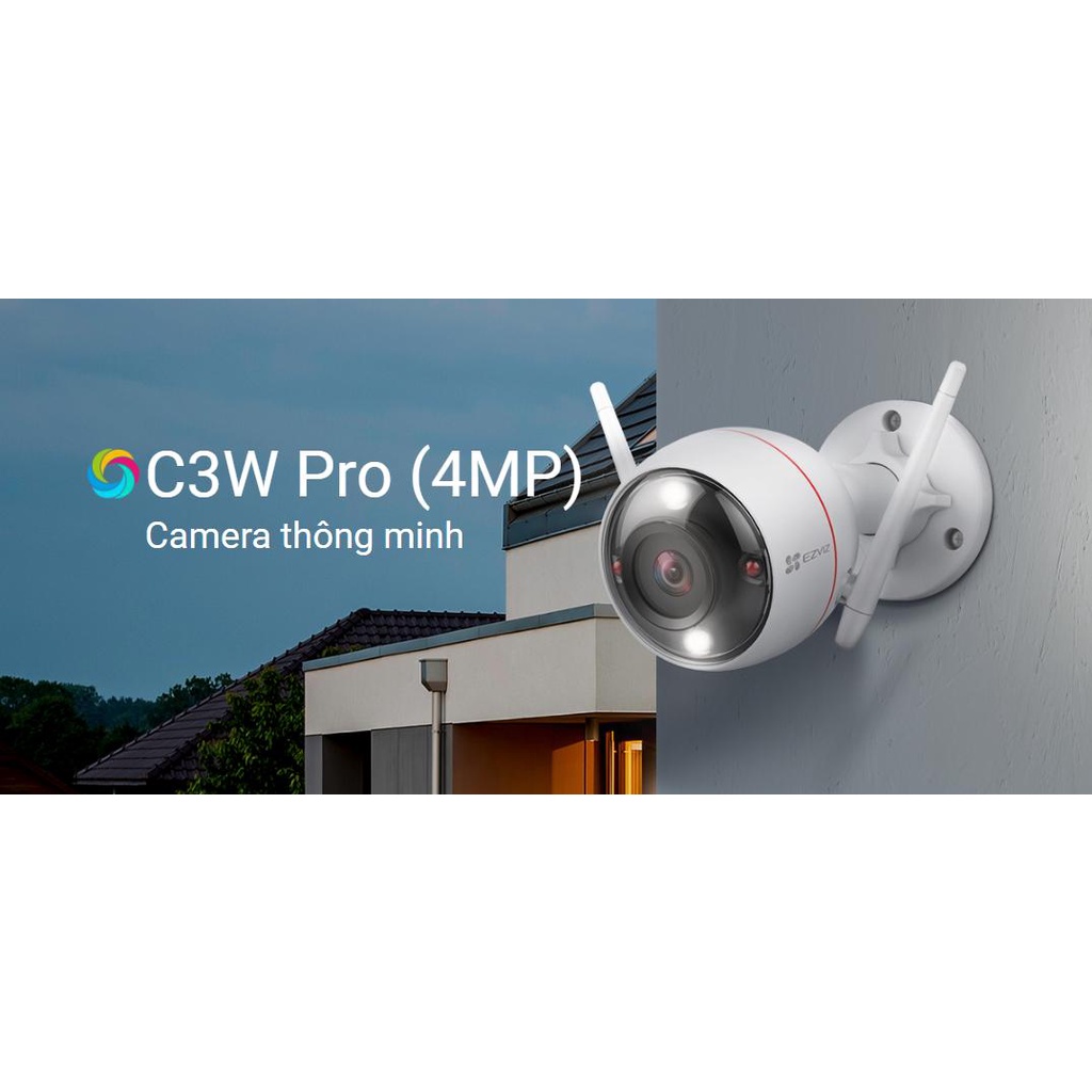 Camera IP Chính Hãng Ezviz C3W 4MP H265 (ColorNightVision Pro) CS-C3W-A0-3H2WFL, Chống Trộm - Có Màu