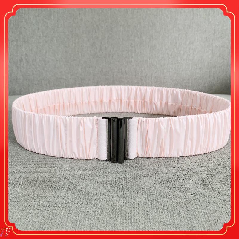 Thắt Lưng Vải Bóng Co Giãn Xếp Ly Nhiều Màu Lựa Chọn