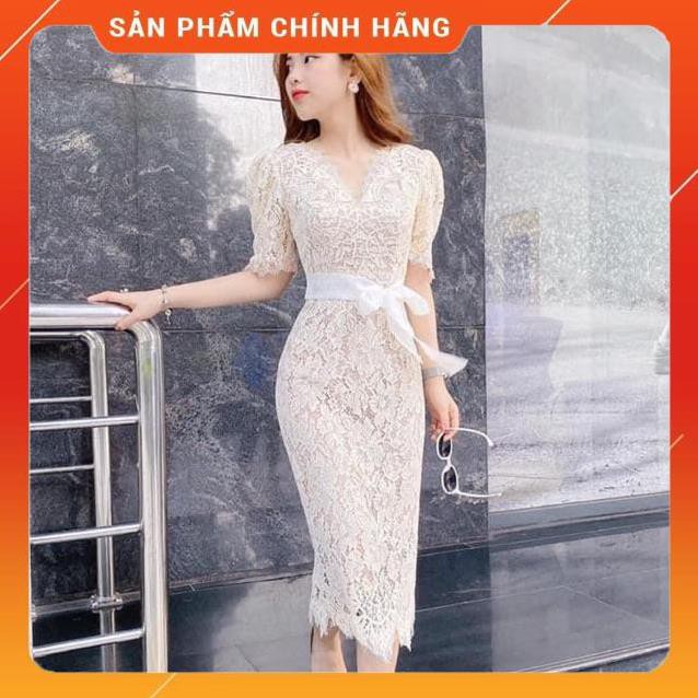 váy ren thiết kế một màu duy nhất V1466