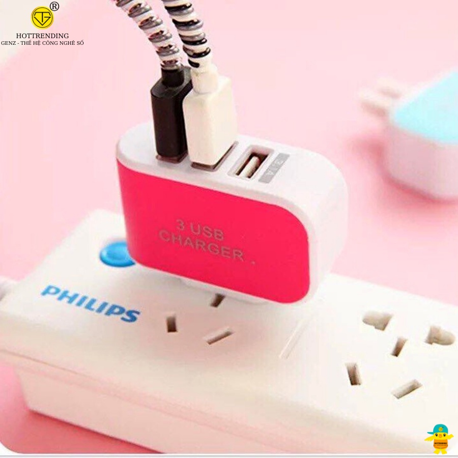 Cốc sạc 3 cổng USB sạc nhanh 3.1A dành cho điện thoại máy ảnh máy nghe nhạc