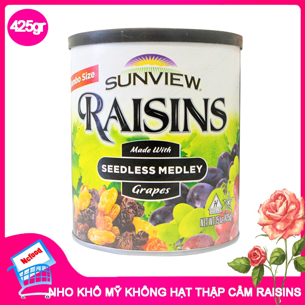 Nho Khô Mỹ Không Hạt Sunview Raisins Seedless Medley 425g (Nho Thập Cẩm ) NCFOOD