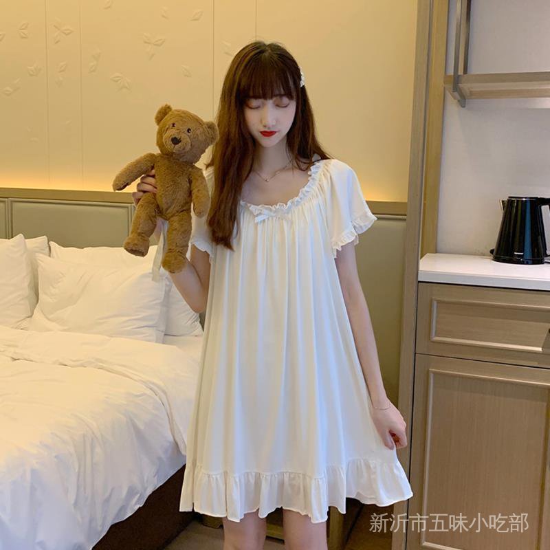 Đầm Ngủ Ngắn Tay Dáng Rộng Thời Trang Mùa Hè Hàng Mới 2022 Cho Nữ
