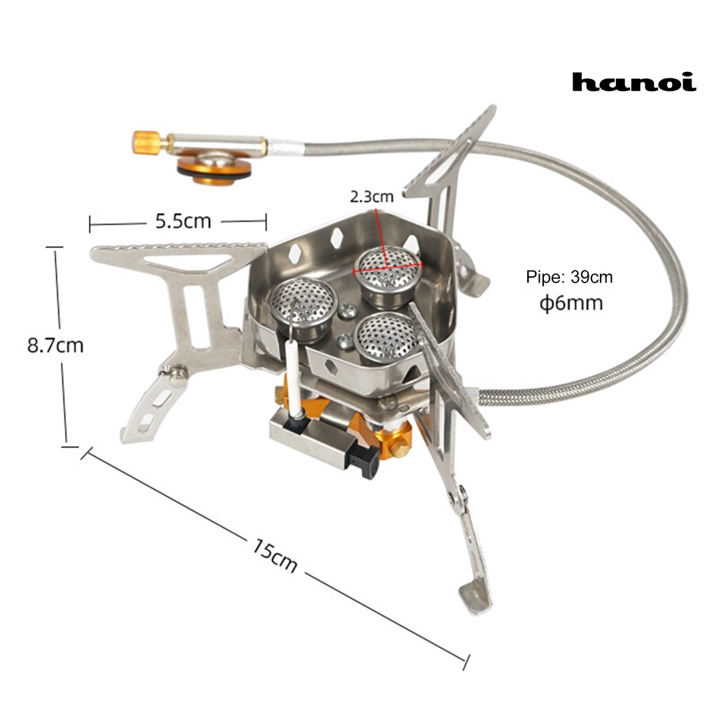 Bếp Ga Bằng Thép Không Gỉ Ba Lõi Gấp Gọn Nhẹ Cho Đi Cắm Trại