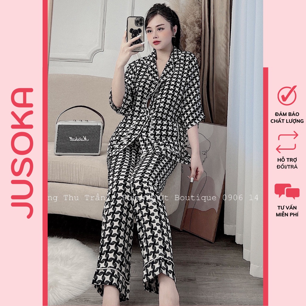 Đồ bộ nữ pijama cánh dơi tay lỡ quần dài lụa ngủ mango cao cấp JUSOKA