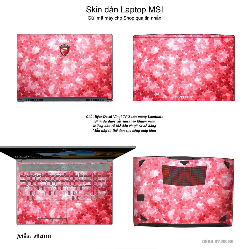 Skin dán Laptop MSI in hình Hoa văn sticker nhiều mẫu 3 (inbox mã máy cho Shop)