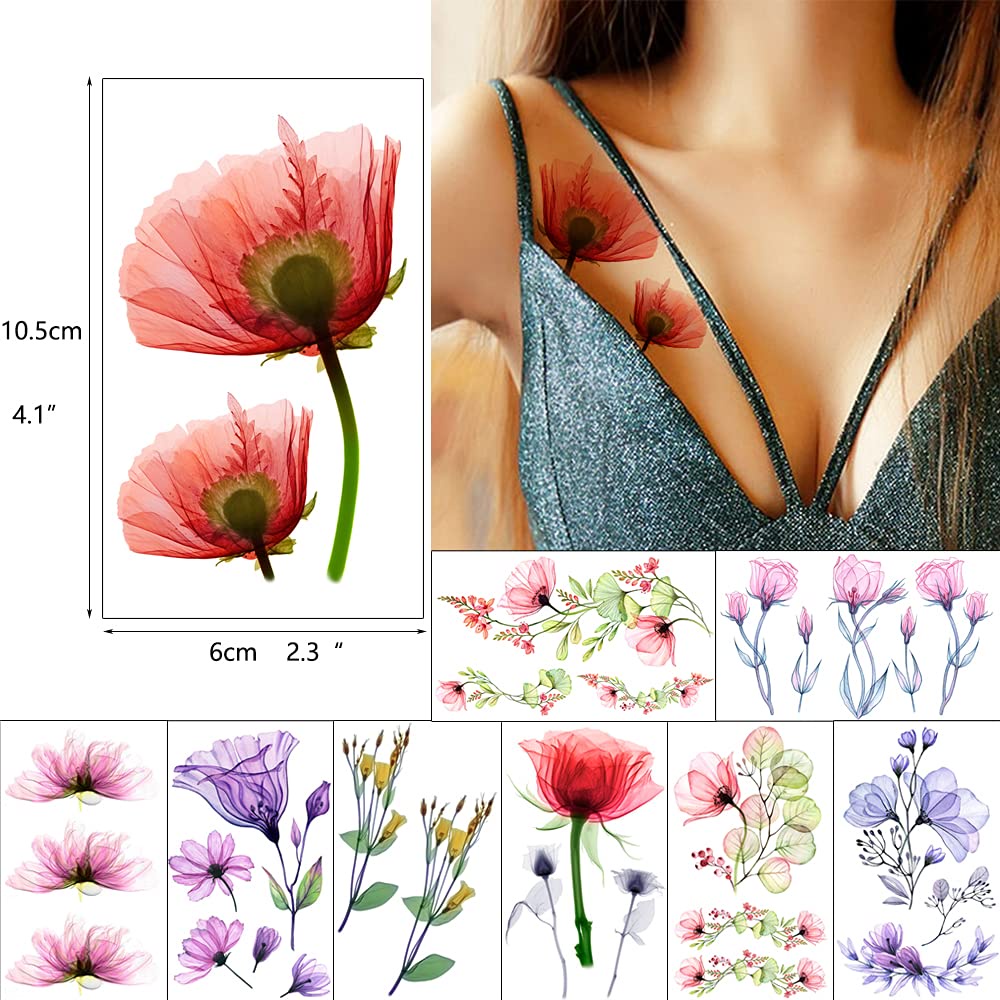 [Hàng mới về] Hình xăm dán tạm thời kháng nước hình hoa nhiều mẫu tùy chọn