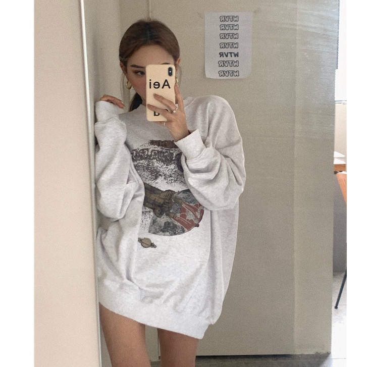 Áo Sweatshirt Tay Dài Cổ Tròn Dáng Rộng In Họa Tiết Phong Cách Hàn Quốc Thời Trang Mùa Thu Cho Nữ | BigBuy360 - bigbuy360.vn