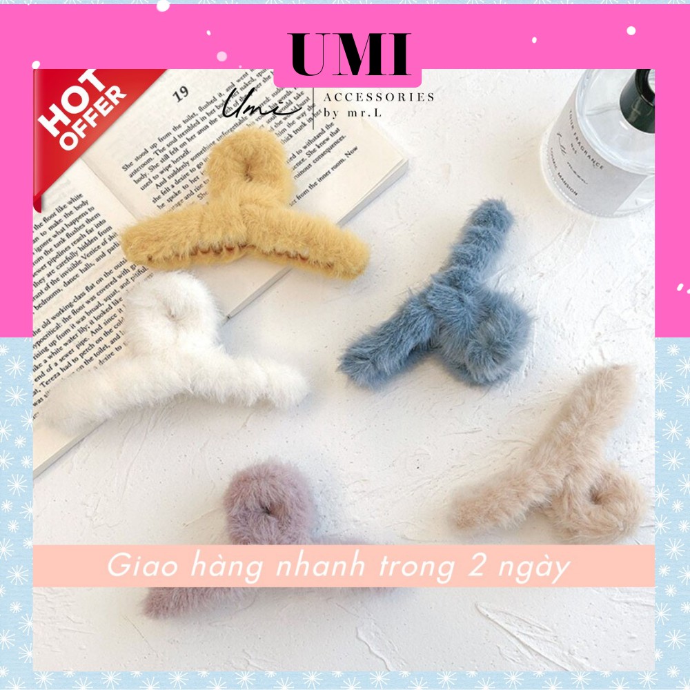 Kẹp Tóc Càng Cua Chất Liệu Sợi Lông Mịn Cặp Tóc Nữ Phong Cách Hàn Quốc UMI B459