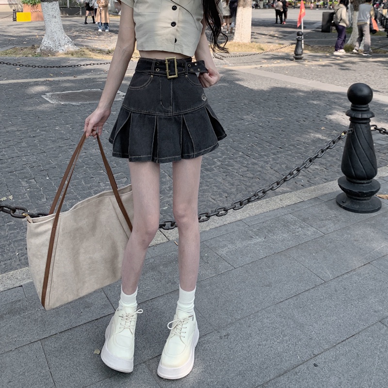 Chân váy denim ZHELIHANGFEI dáng chữ A eo cao tôn dáng thời trang hè cho nữ