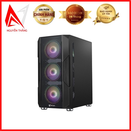 Vỏ Case máy tính JETEK SQUID Z4 (E-ATX Tower/Màu Đen) tặng 3 fan led