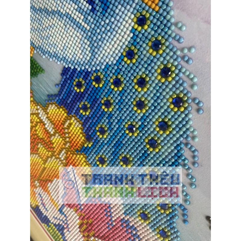TRANH ĐÍNH ĐÁ - Tranh thêu chữ thập Cha Mẹ Công Mẫu Đơn 88625 AL53612 |82X50CM| _Chưa đính