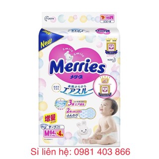 Bỉm meries tã dán/ quần nb96/s88/m64/l50/xl44/xxl28