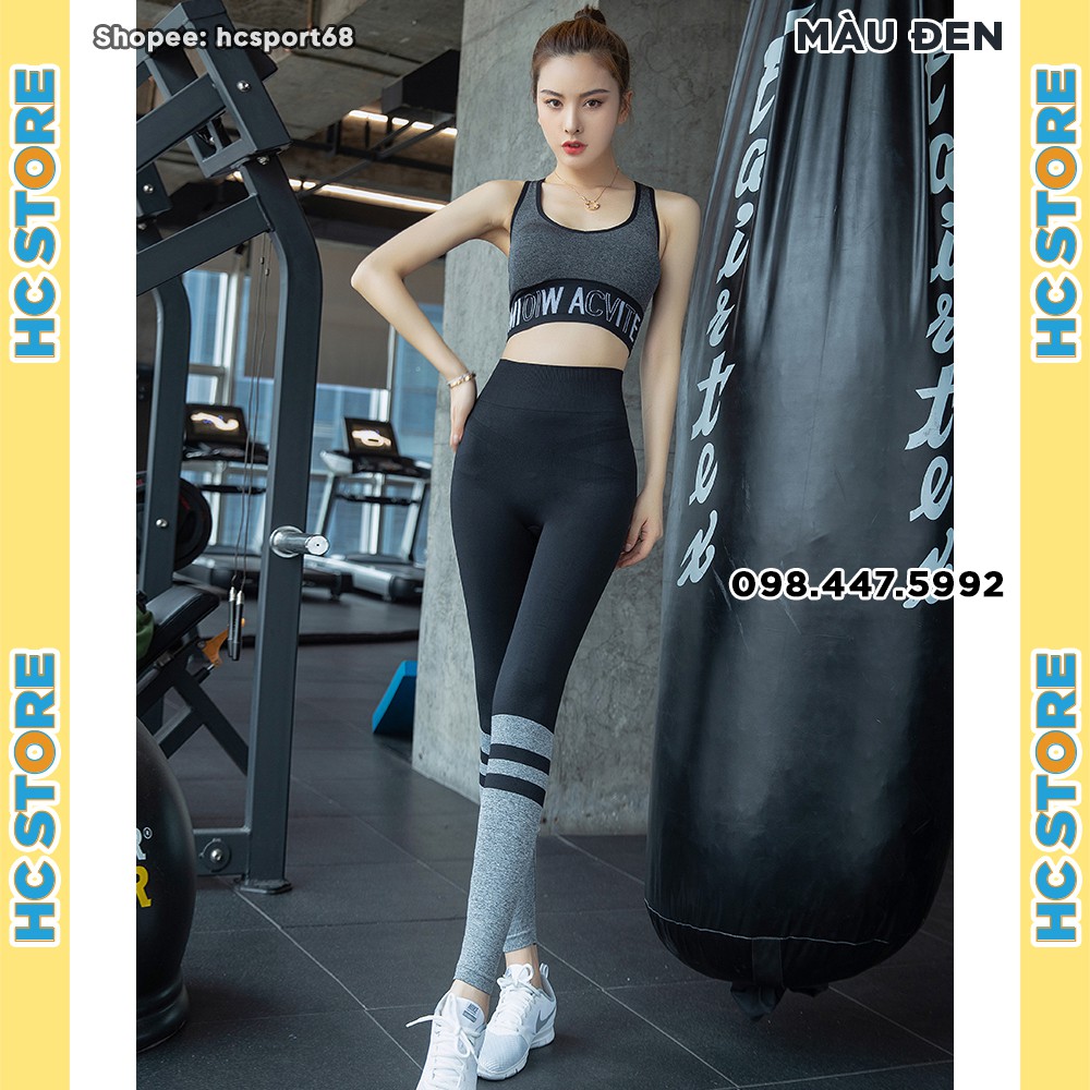 Set Bộ Áo Bra Gym Active &amp; Quần Babies Gym SET07 Tập Gym Yoga Nữ Chất Dệt Kim, Quần Lưng Cao