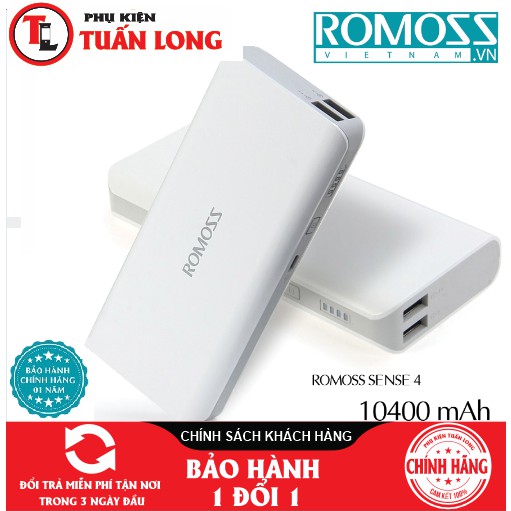 Pin Sạc Dự Phòng 10400mAh Romoss [ Chính Hãng ] Siêu Bền - Bảo Hành 12 Tháng