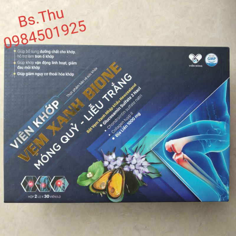 VIÊN KHỚP VẸM XANH BIONE móng quỷ, liễu trắng hộp 60 viên hỗ trợ khớp vận động linh hoạt, dưỡng khớp