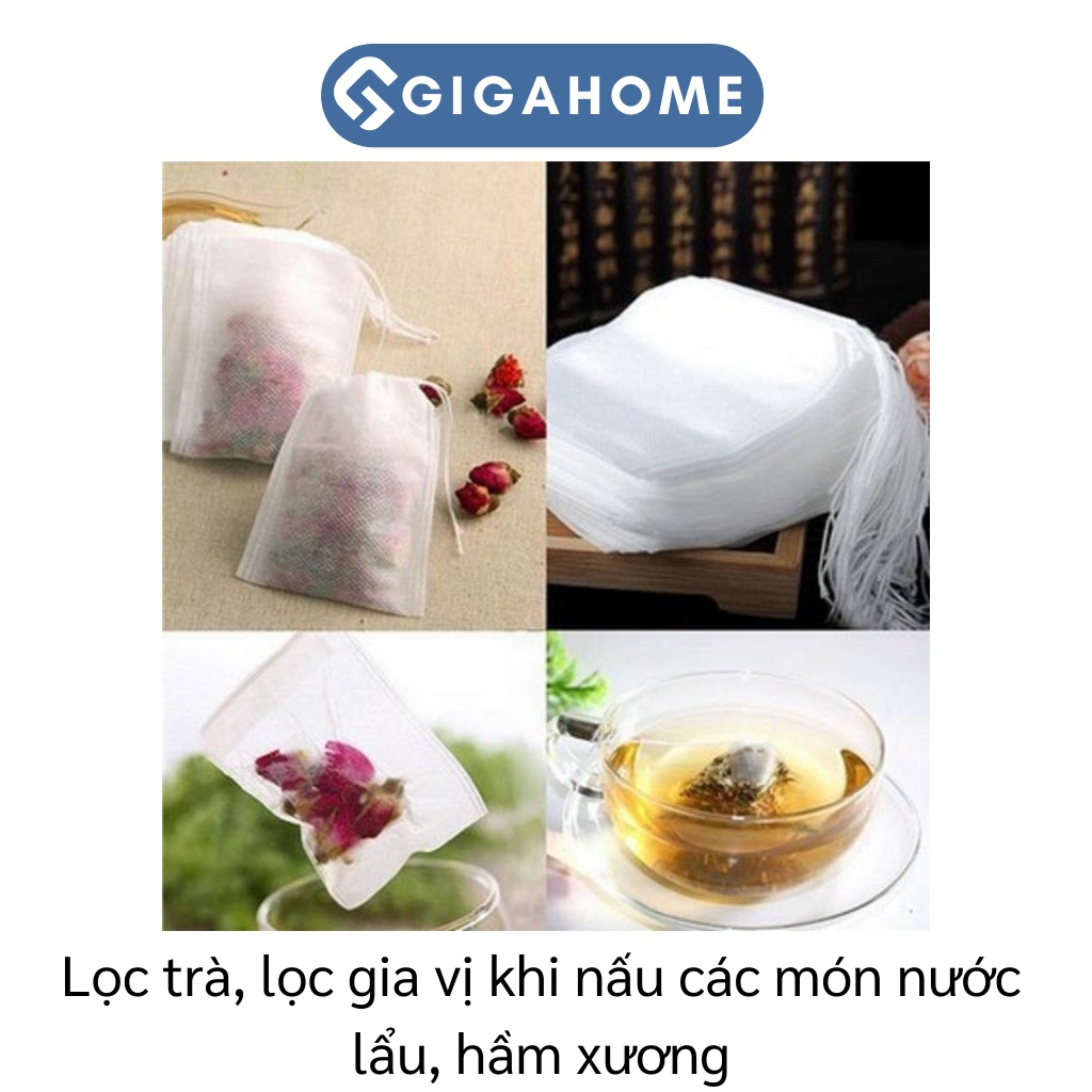 Combo 100 Túi Lọc Trà, Cà Phê Dây Rút GIGAHOME Bằng Vải Không Dệt 7393