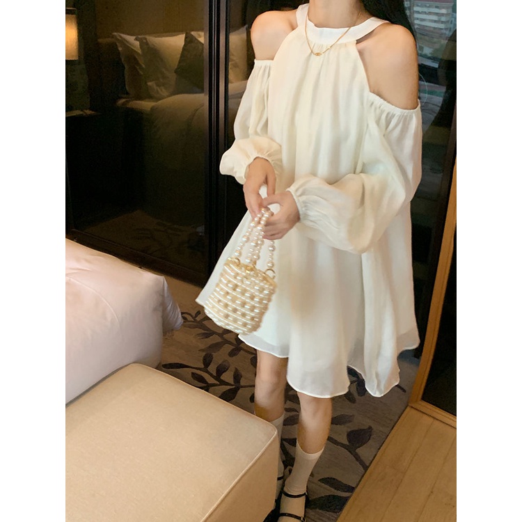 Đầm Tay Dài Hở Vai Phong Cách Pháp Thời Trang Mùa Hè Ngọt Ngào Cho Nữ