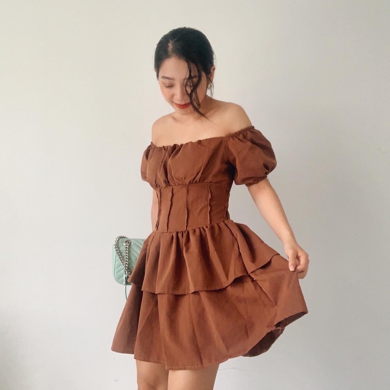 [Ảnh thật/Video]Váy công chúa trễ vai bèo bồng bềnh,Đầm dự tiệc thiết kế Trễ Vai Tay Bồng Bèo Tầng Mặc 2 Kiểu 2 màunâube | BigBuy360 - bigbuy360.vn