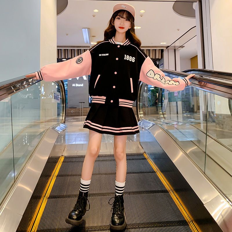 Gmn Fast Ship Set Đồ Thể Thao Hai Món Áo Khoác Bóng Chày Phong Cách Phương Tây Thời Trang Xuân Thu Hàn Quốc 2022 Mới Cho Bé Gái