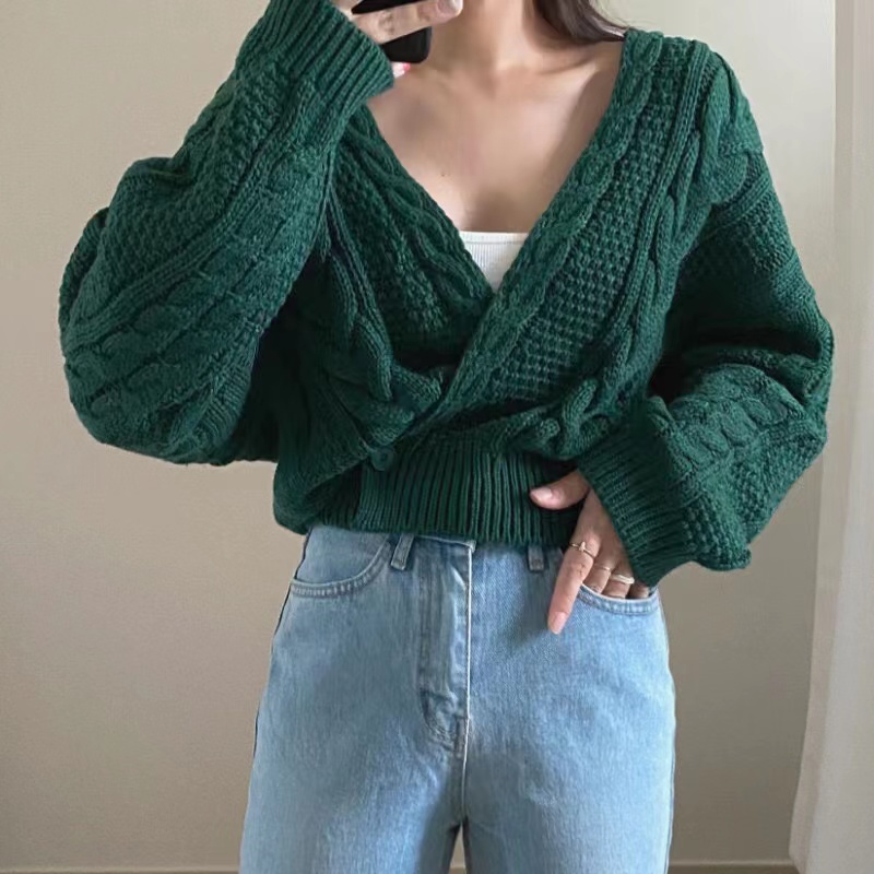 Áo khoác cardigan SUXI dệt kim tay dài cổ chữ V thời trang mùa thu cho nữ