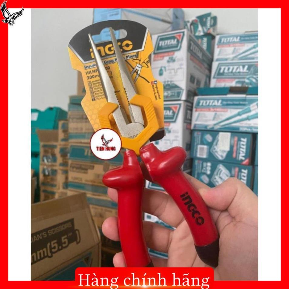 " Kìm mũi nhọn mỏ dài cách điện INGCO HILNP01200