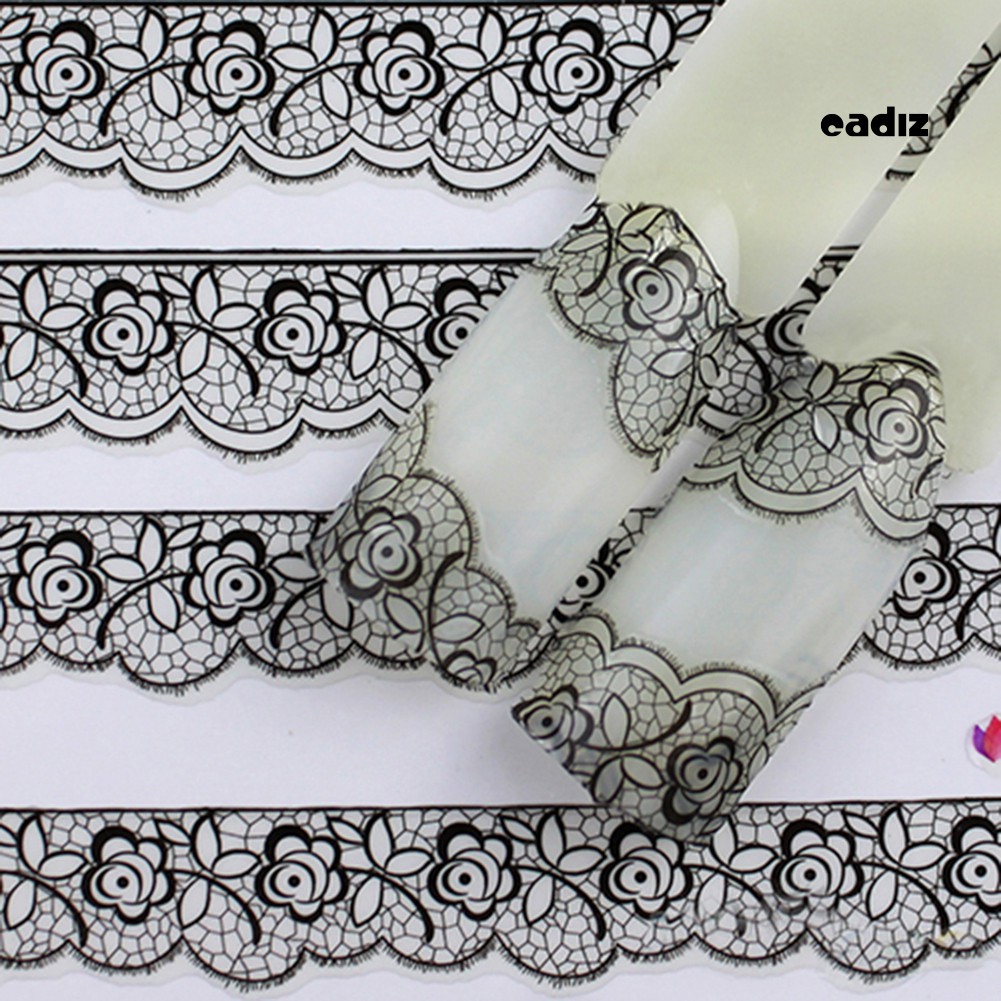 [Hàng mới về] Tấm hình dán trang trí móng tay họa tiết hoa hồng đen Cz