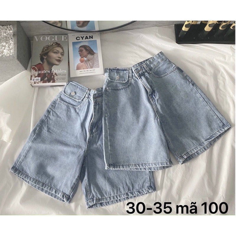 Quần Short Ngố Jean Nữ Bigsize Lưng Cao Túi Nắp Kiểu Một Bên Thời Trang VNXK Ms100