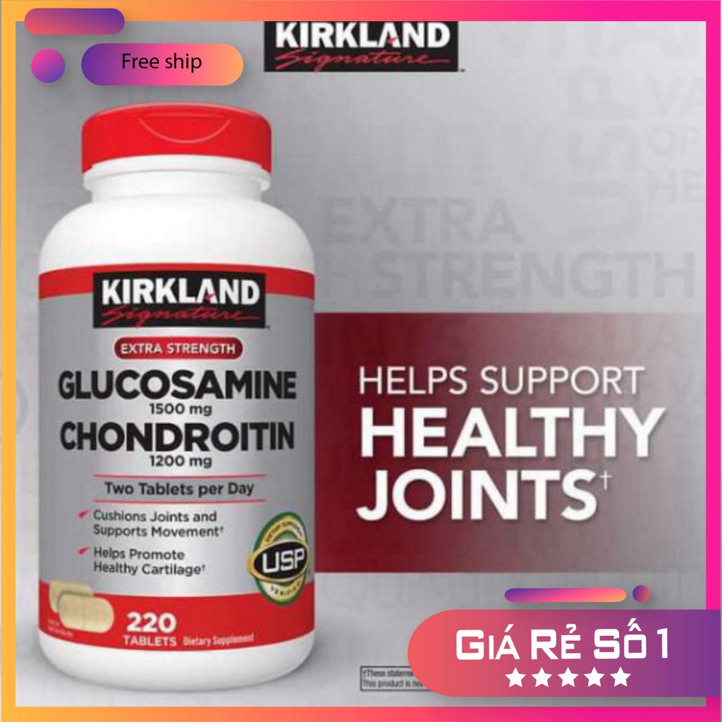 SIÊU RẺ RẺ Viên uống bổ khớp Glucosamine 1500mg & chondroitin 1200mg 220 viên - Glucosamin Kirkland #